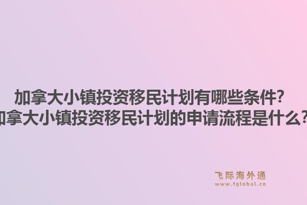 加拿大小镇投资移民计划有哪些条件？加拿大小镇投资移民计划的申请流程是什么？1.jpg