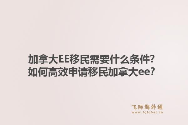 加拿大ee移民需要什么条件？如何高效申请移民加拿大ee？1.jpg