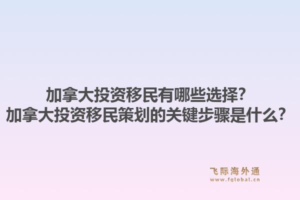 加拿大投资移民有哪些选择？加拿大投资移民策划的关键步骤是什么？1.jpg